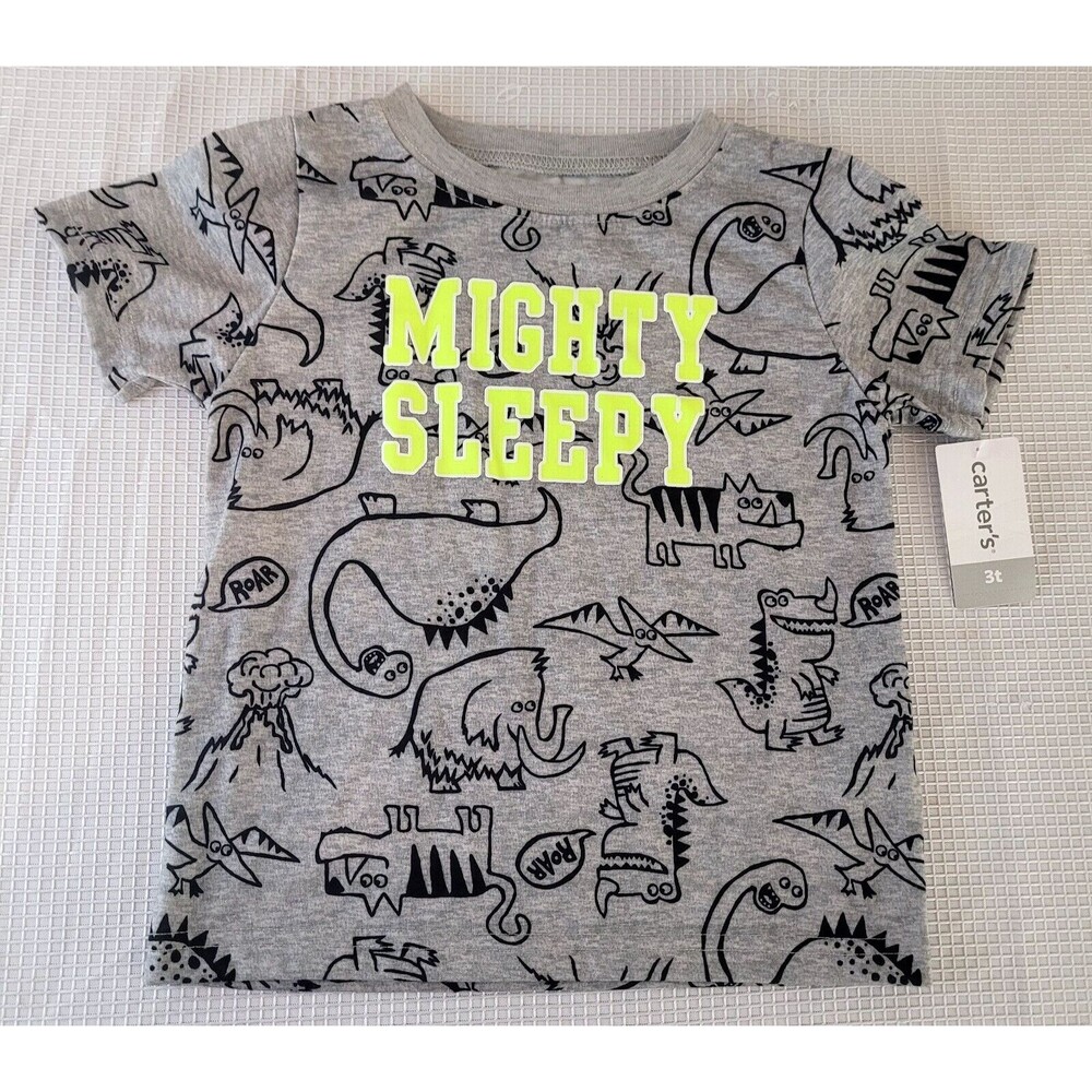 Carters 3T Shirt Boy Dinosaurs Mighty Sleepy Tee Shirt NEW NWT 100% Polyester